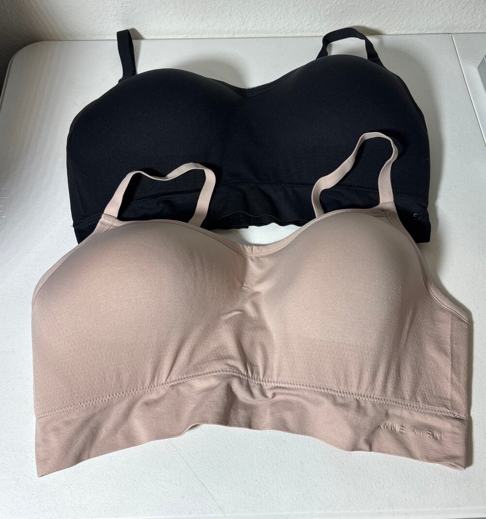 Anne Klein Size 3X Set of 2 Comfort Lounge Lined Wirefree Bras Beige & Black
